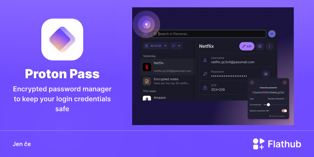 Instali Proton Pass sur Linux | Flathub
