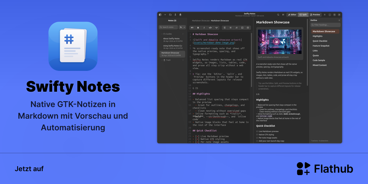 Swifty Notes auf Linux installieren | Flathub