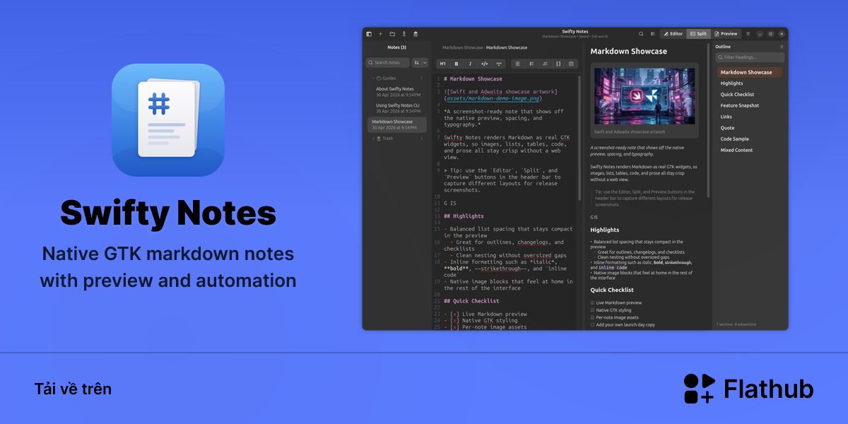 Cài đặt Swifty Notes trên Linux | Flathub