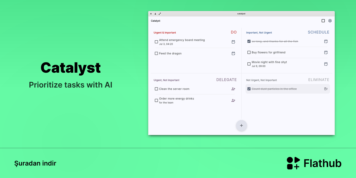 Catalyst uygulamasını Linux'ta kur | Flathub