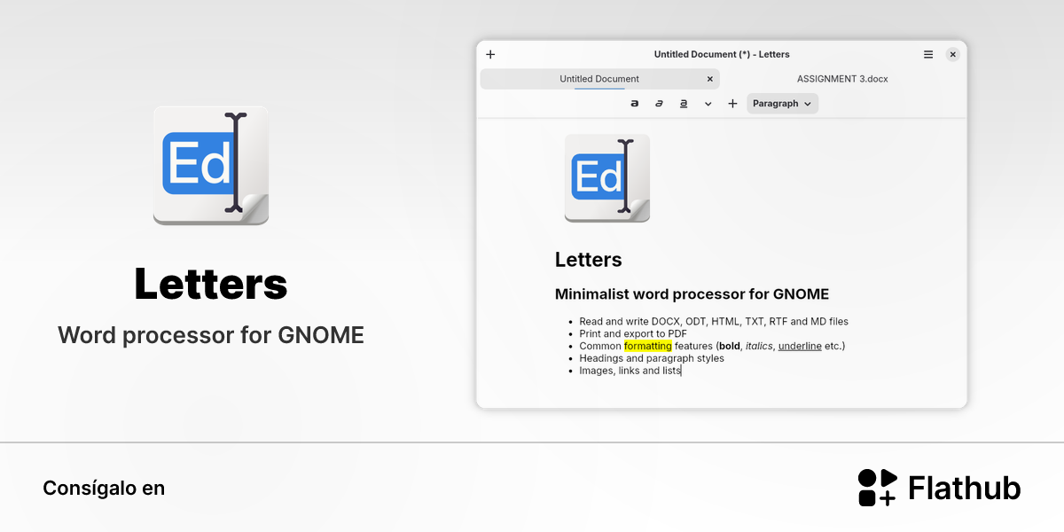 Instalar Letters en Linux | Flathub