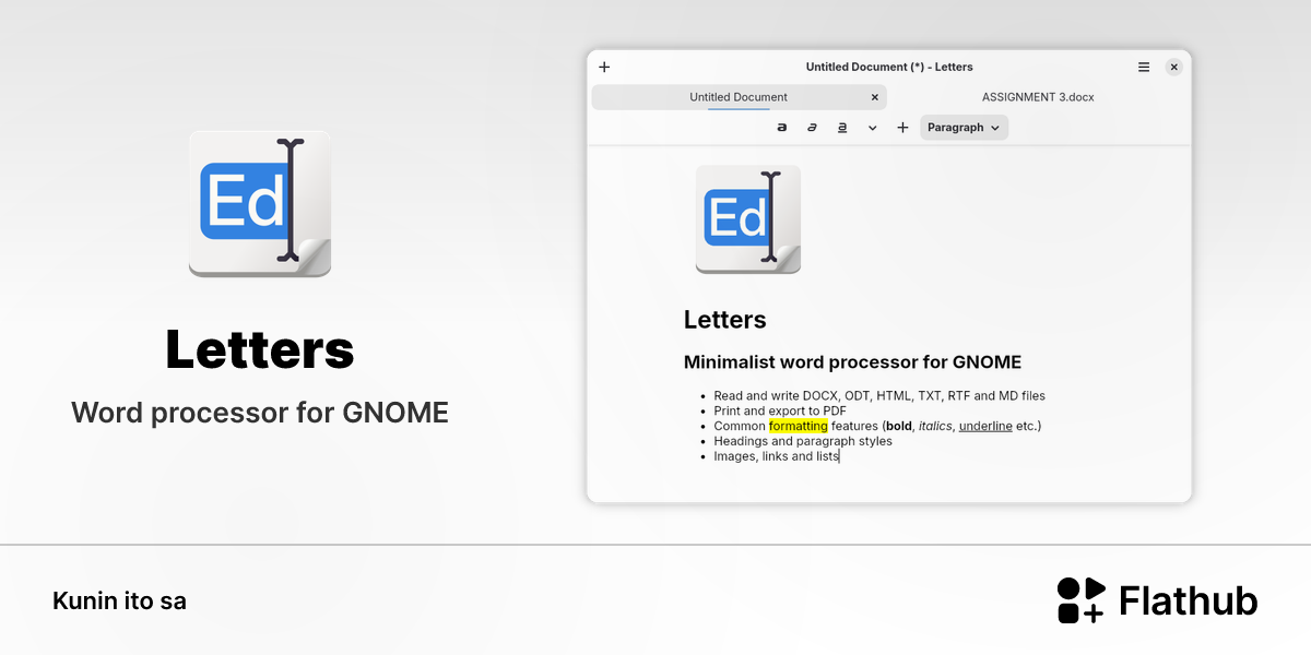 I-install ang Letters sa Linux | Flathub