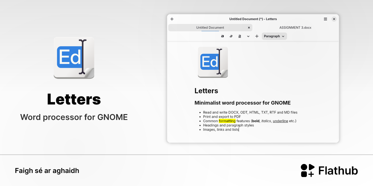 Suiteáil Letters ar Linux | Flathub