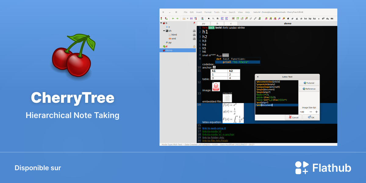 Installer CherryTree sur Linux | Flathub