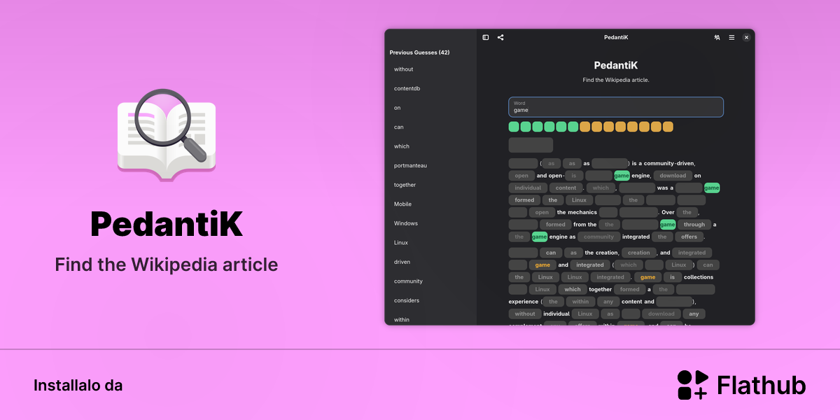 Installa PedantiK su Linux | Flathub