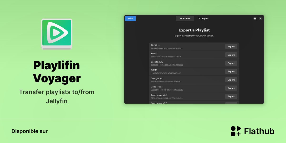 Installer Playlifin Voyager sur Linux | Flathub