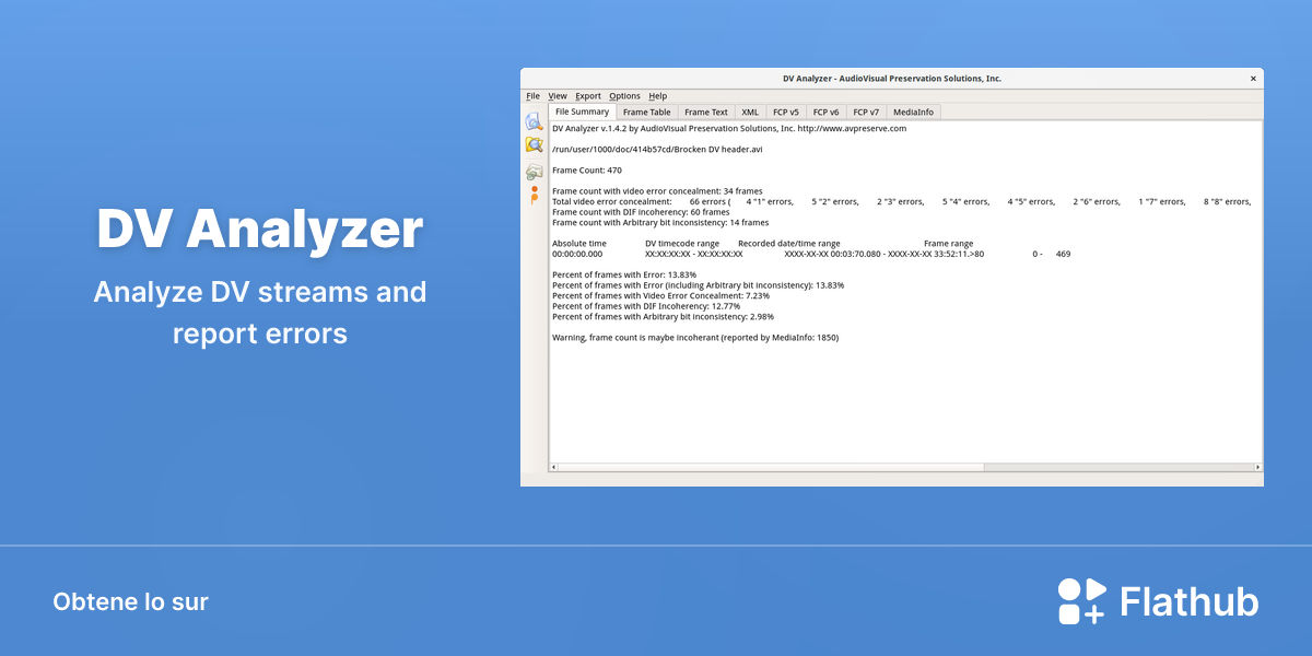 Installar DV Analyzer sur Linux | Flathub
