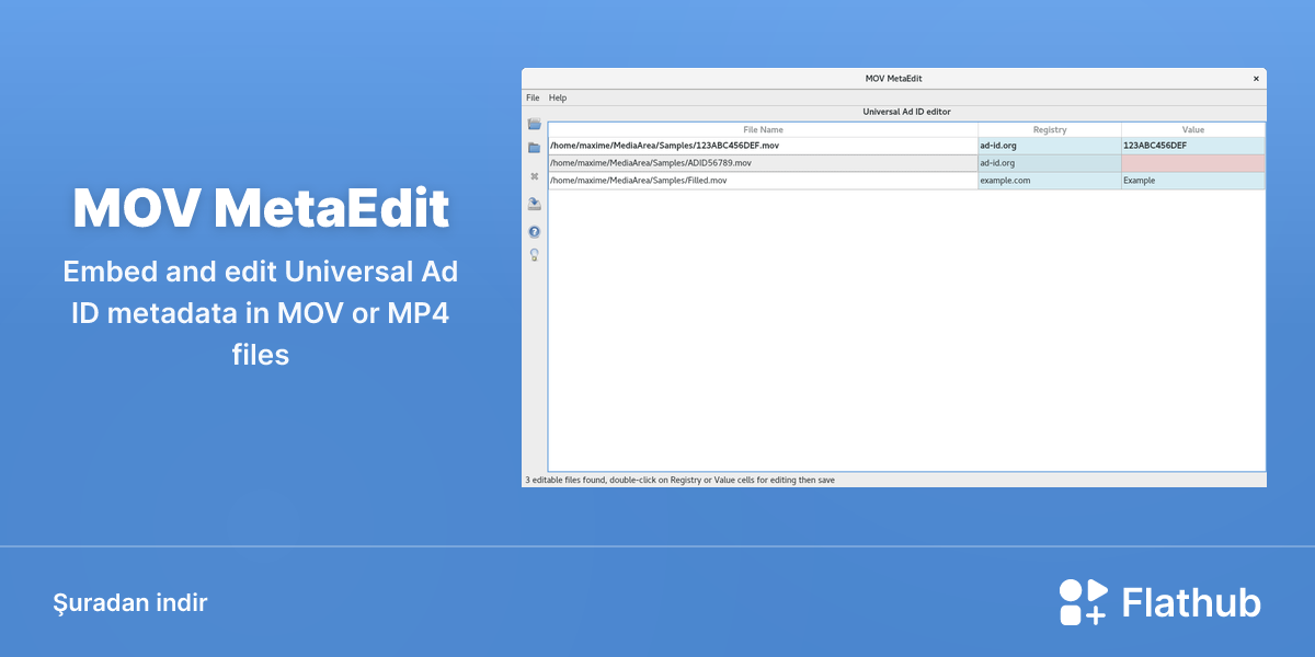 MOV MetaEdit uygulamasını Linux'ta kur | Flathub