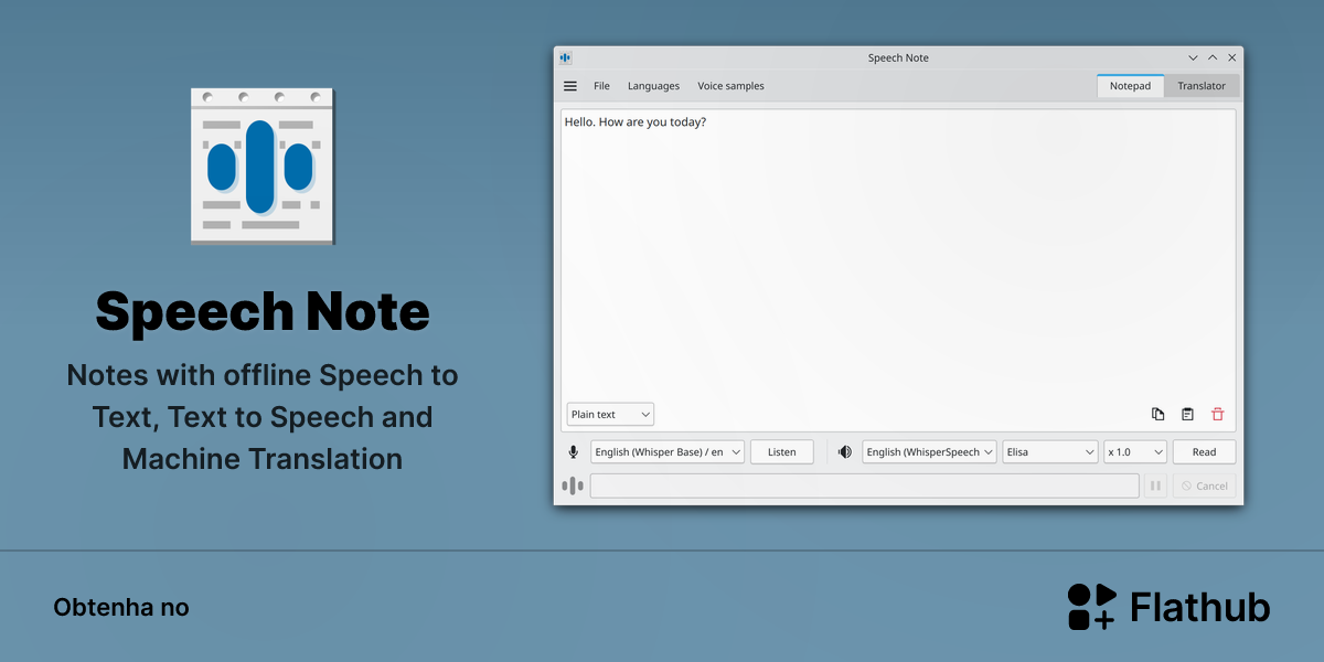 Instalar Speech Note no Linux | Flathub
