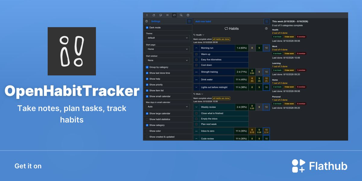 Install OpenHabitTracker on Linux | Flathub