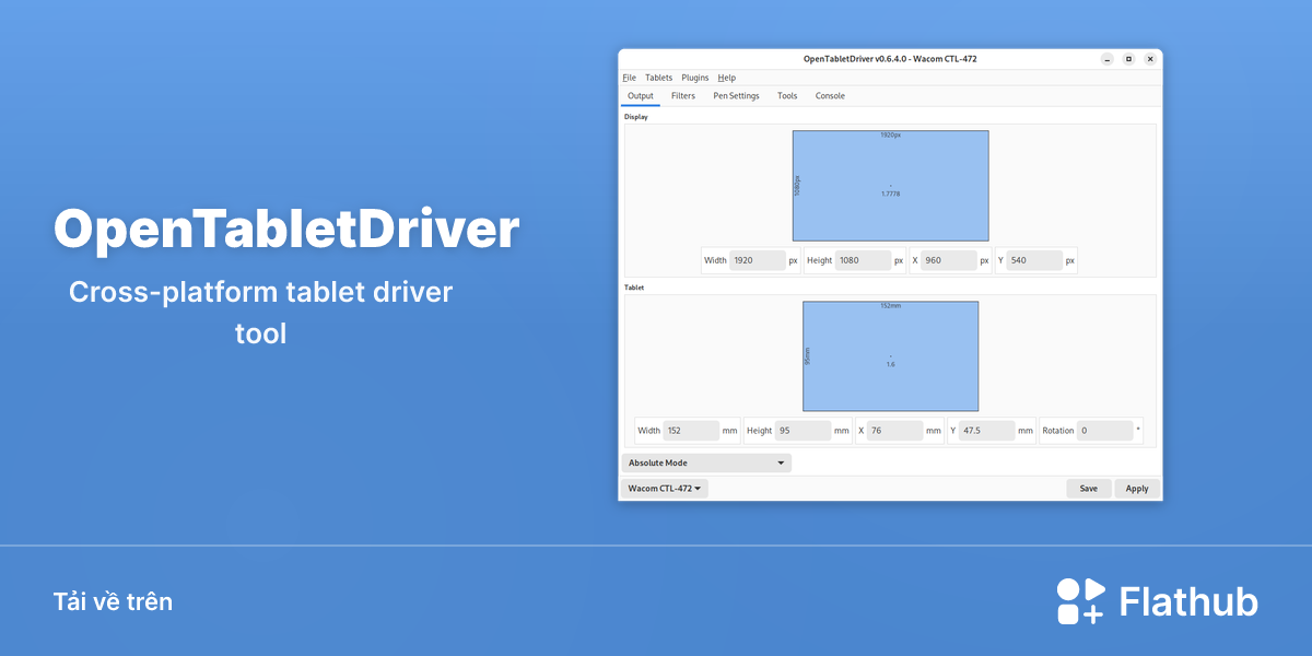 Cài đặt OpenTabletDriver trên Linux | Flathub