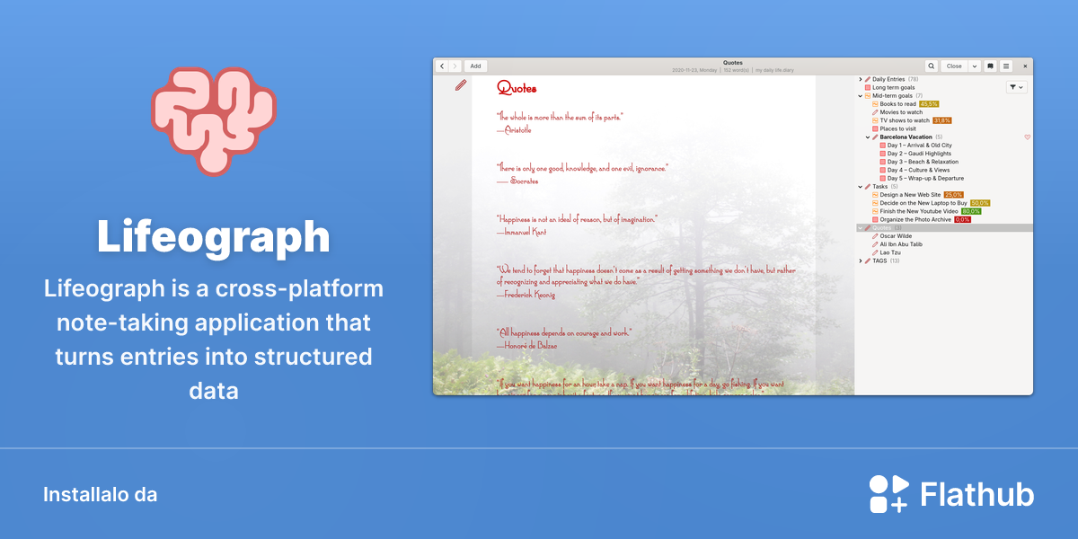 Installa Lifeograph su Linux | Flathub
