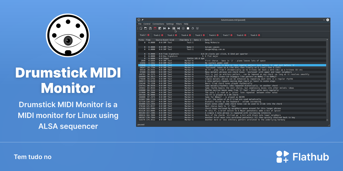 Instalar Drumstick MIDI Monitor no Linux | Flathub
