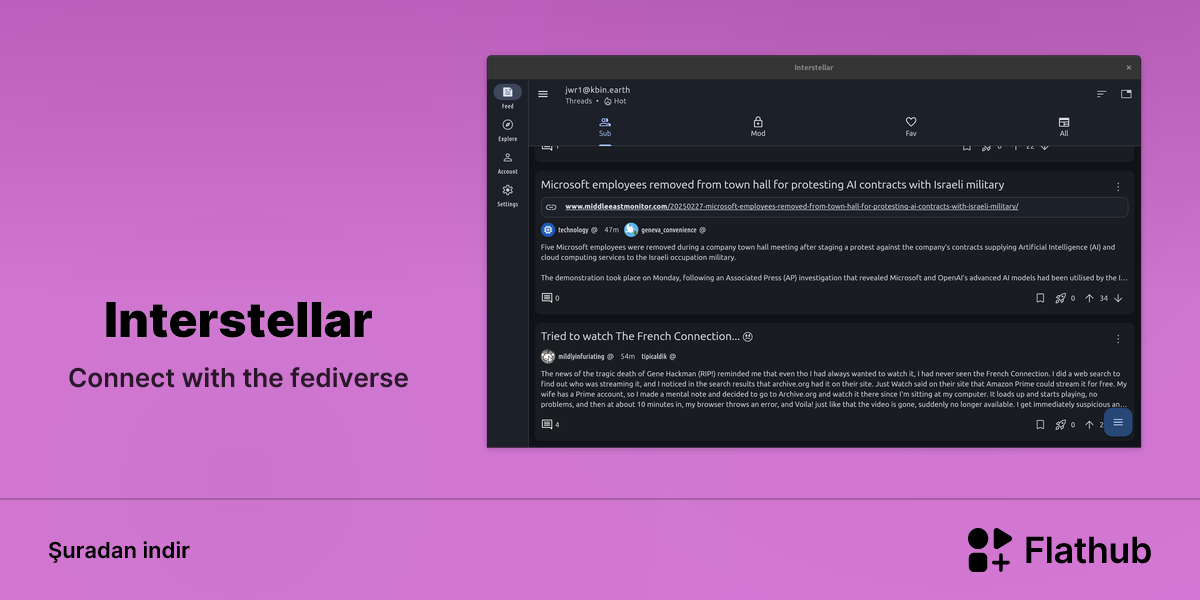 Interstellar uygulamasını Linux'ta kur | Flathub