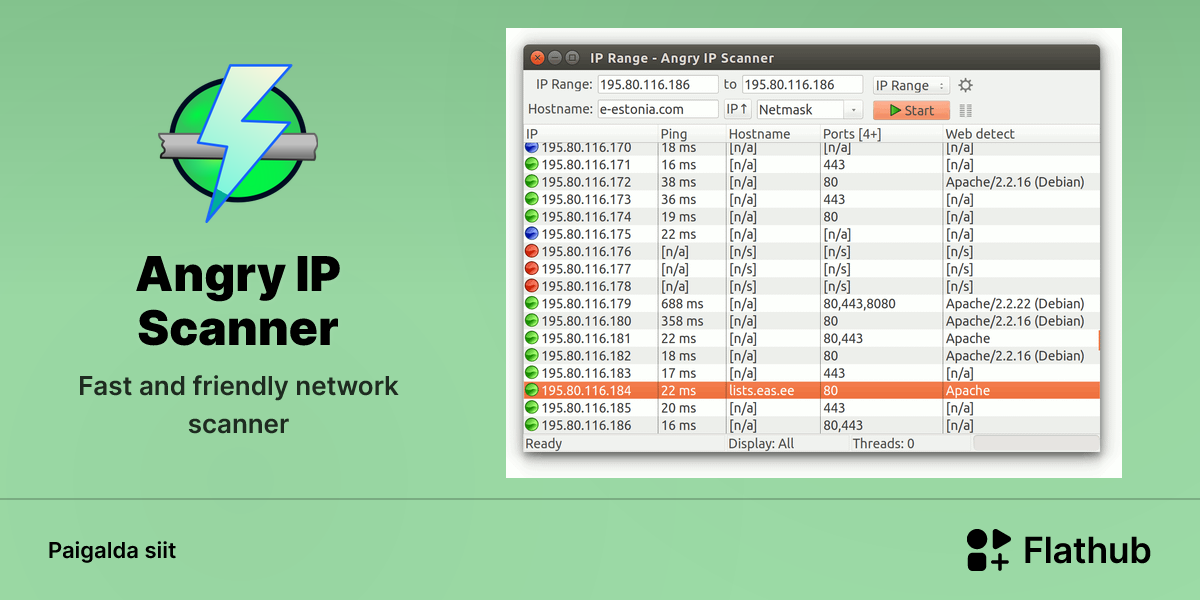 Paigalda Angry IP Scanner Linuxis | Flathub