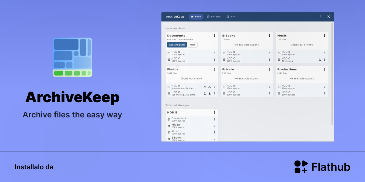 Installa ArchiveKeep su Linux | Flathub