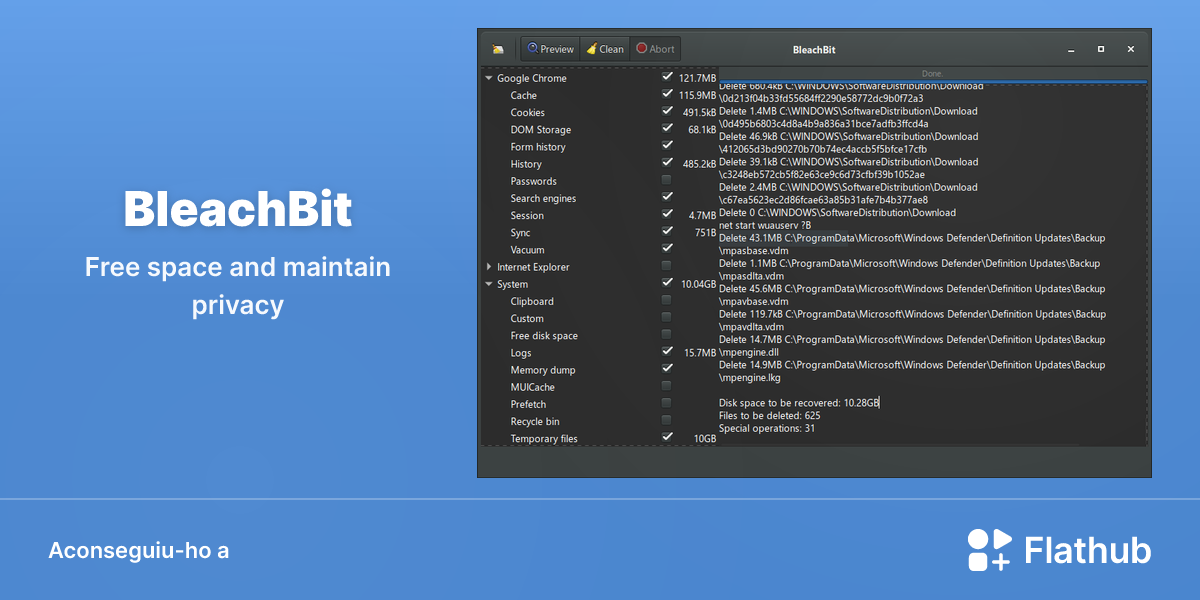 Instal·leu BleachBit a Linux | Flathub