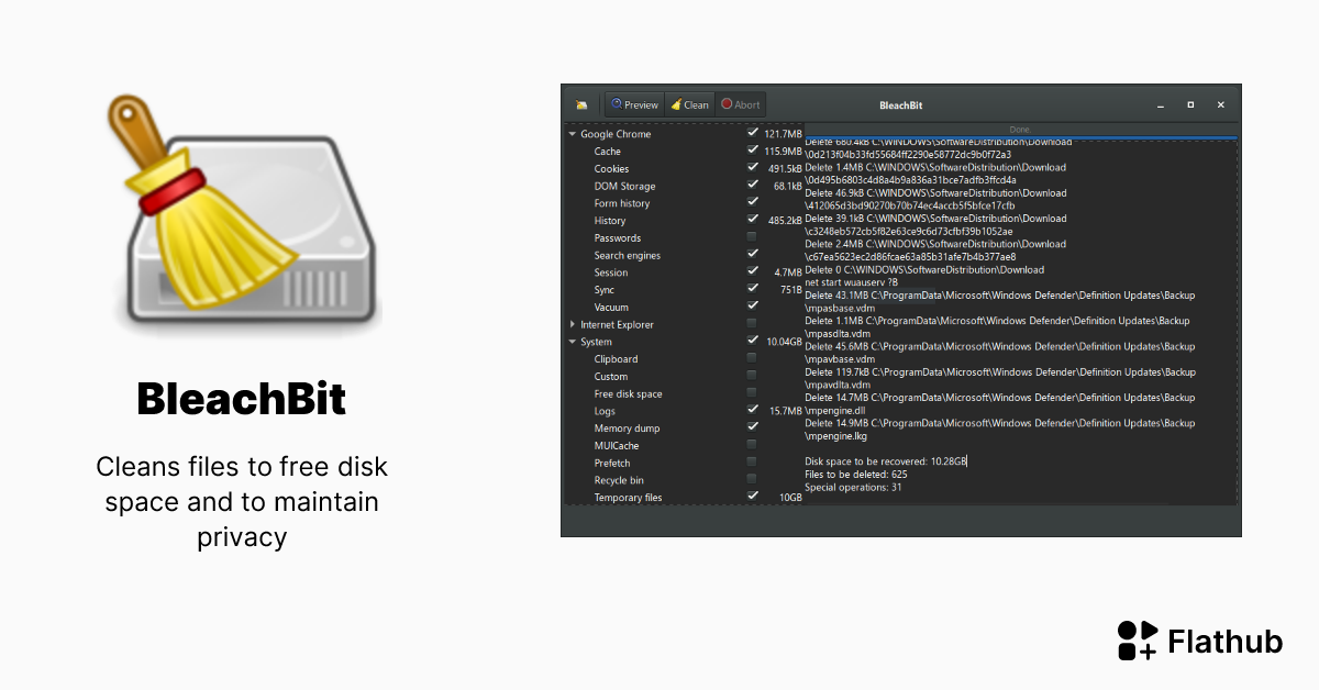 Install BleachBit on Linux Flathub