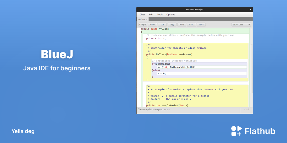 Asebded n BlueJ ɣef Linux | Flathub