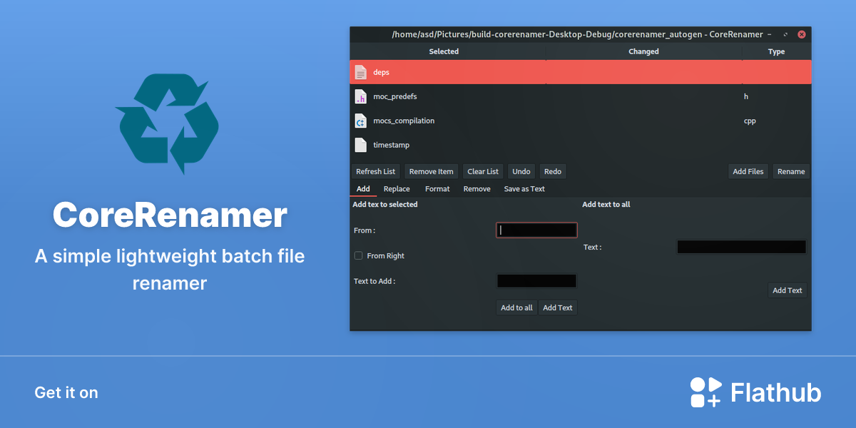Install CoreRenamer on Linux | Flathub