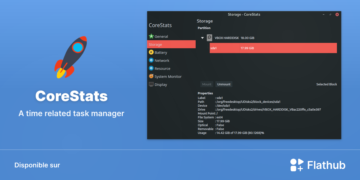 Installer CoreStats sur Linux | Flathub