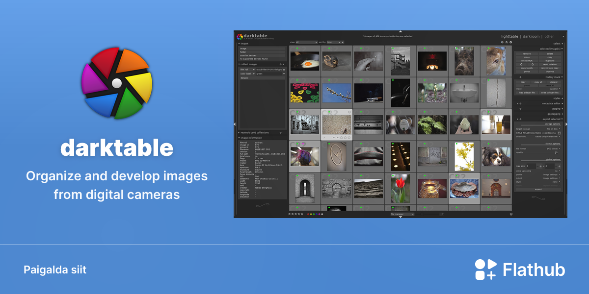 Paigalda darktable Linuxis | Flathub