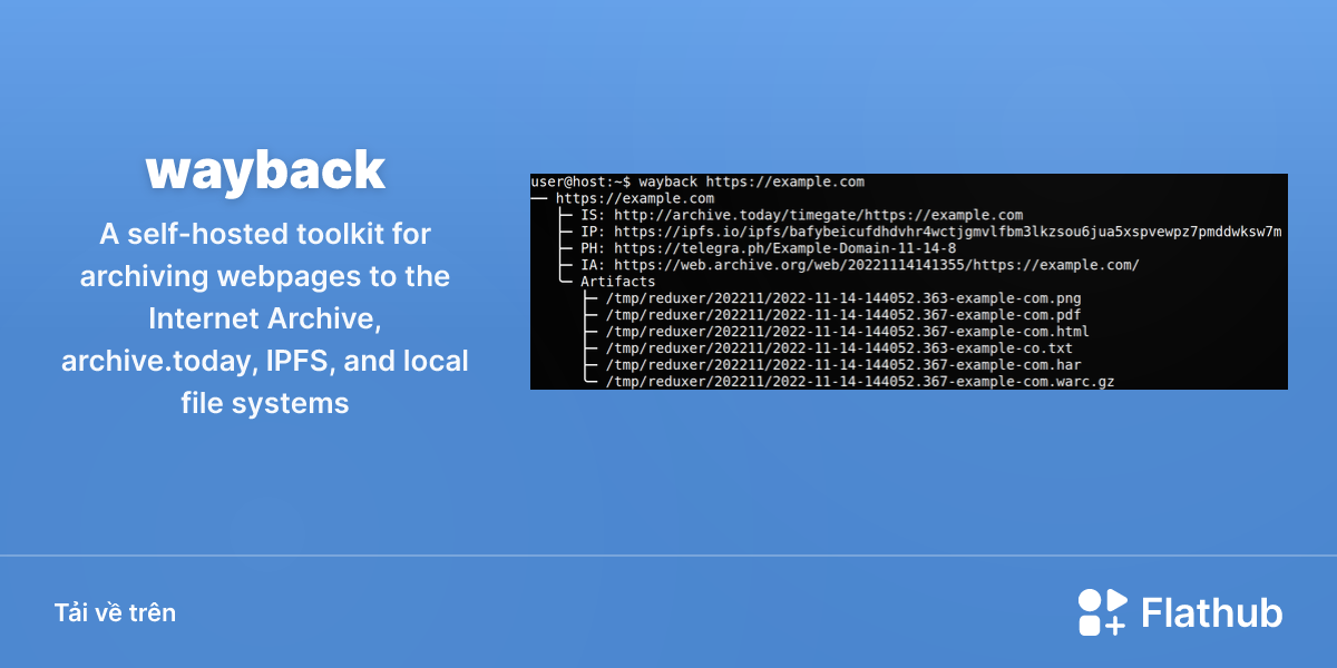 Cài đặt wayback trên Linux | Flathub