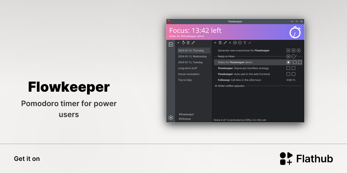 Install Flowkeeper on Linux | Flathub