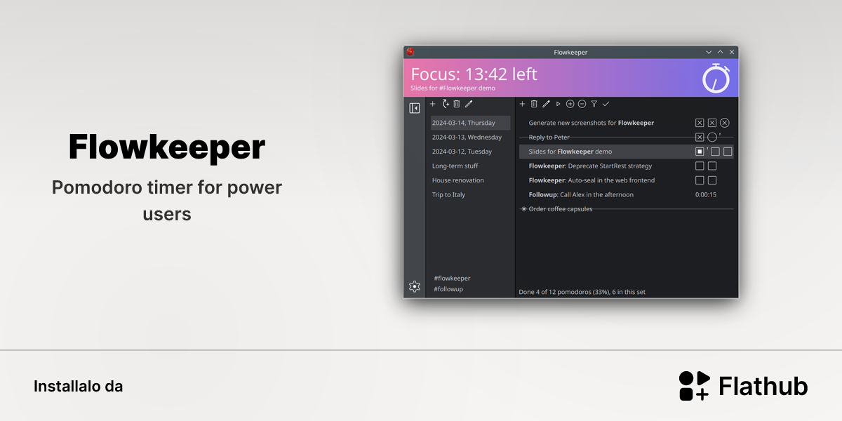 Installa Flowkeeper su Linux | Flathub