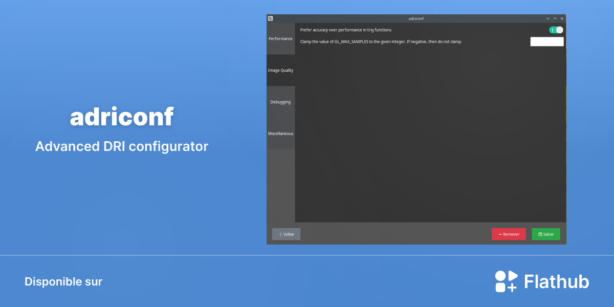 Installer adriconf sur Linux | Flathub