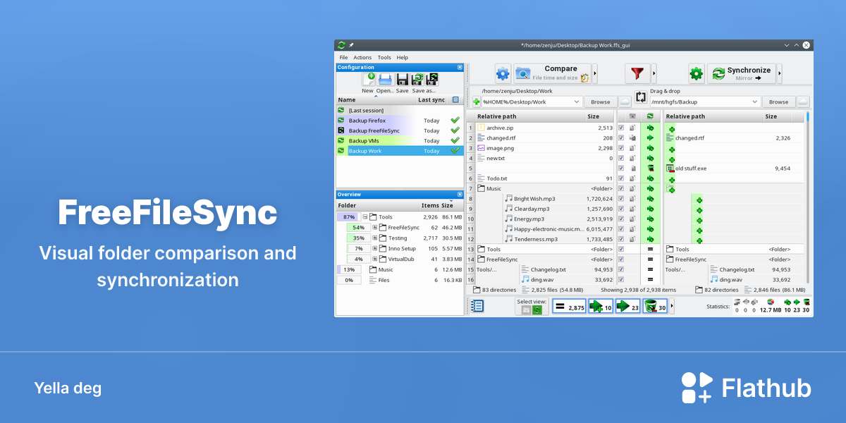 Asebded n FreeFileSync ɣef Linux | Flathub
