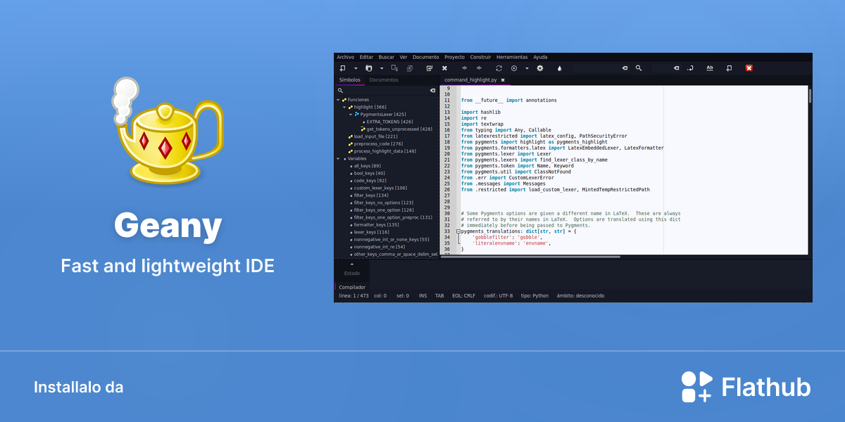Installa Geany su Linux | Flathub