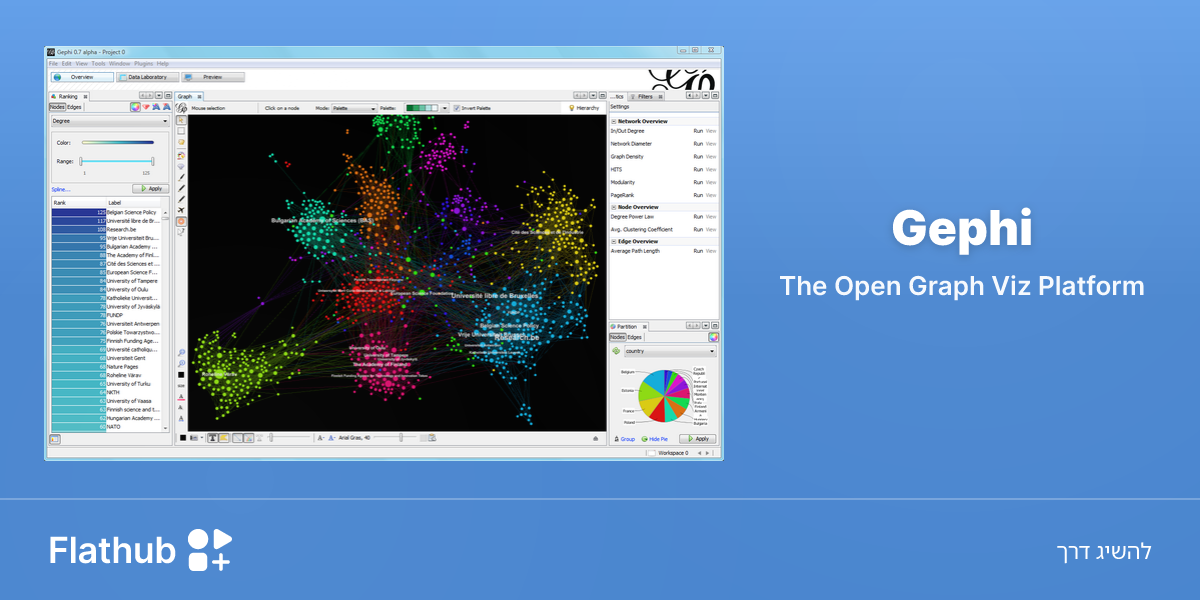 התקנת Gephi על לינוקס | Flathub