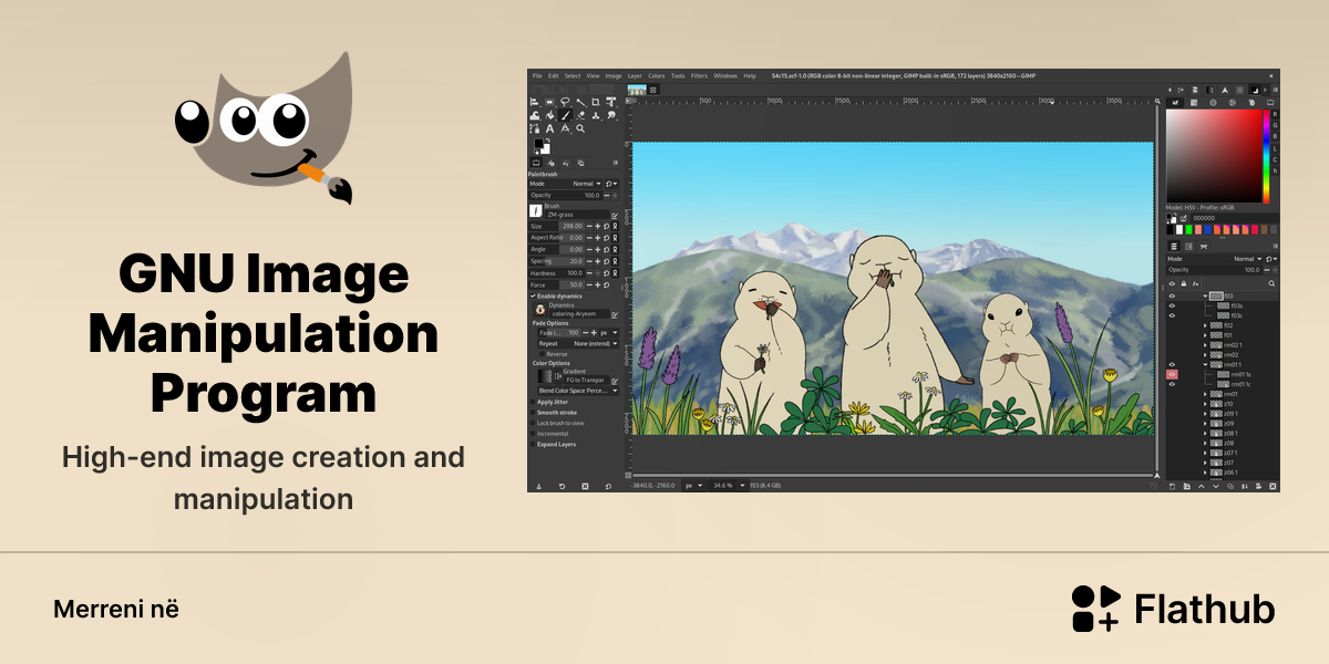 Instalojeni GNU Image Manipulation Program në Linux | Flathub