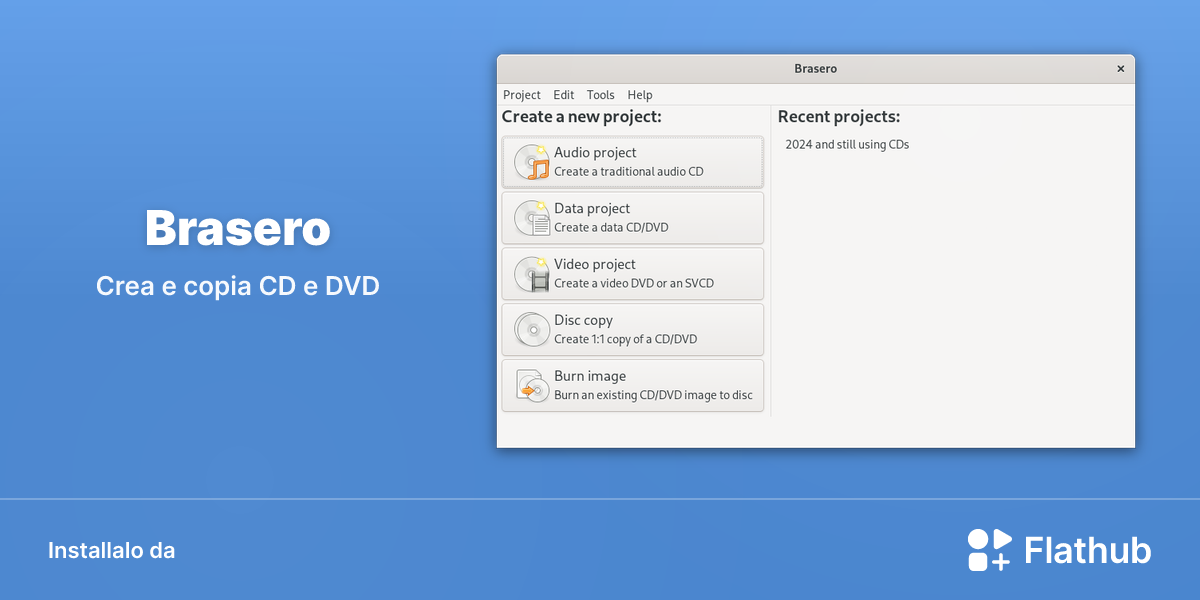 Installa Brasero su Linux | Flathub