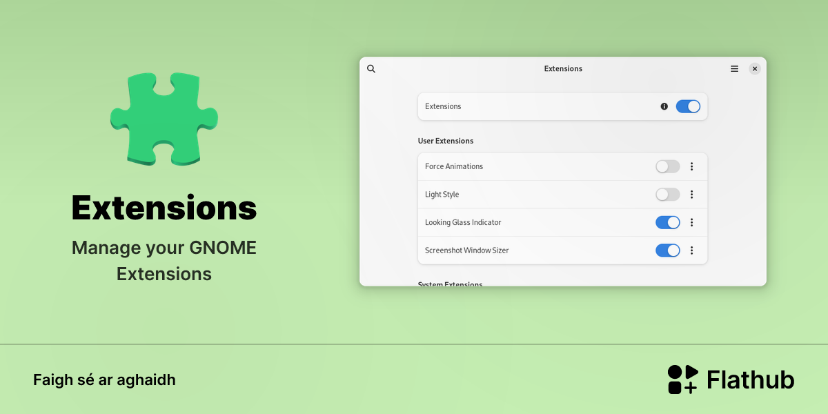 Suiteáil Extensions ar Linux | Flathub