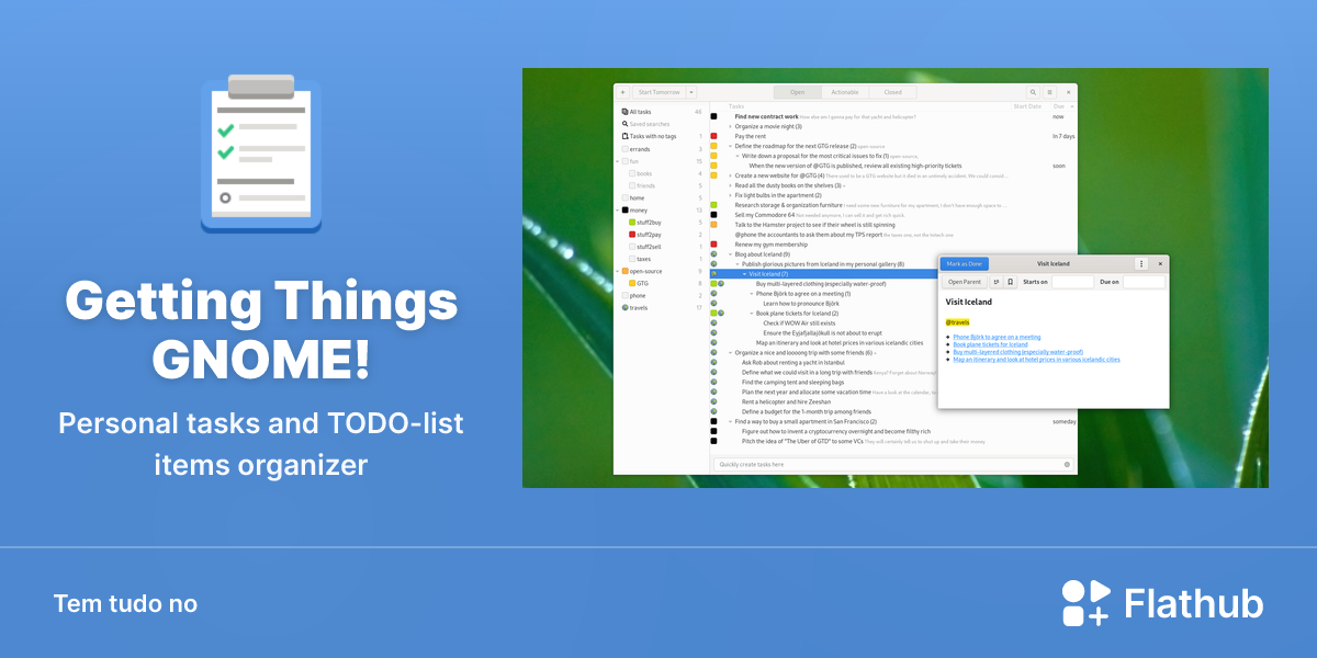 Instalar Getting Things GNOME! no Linux | Flathub