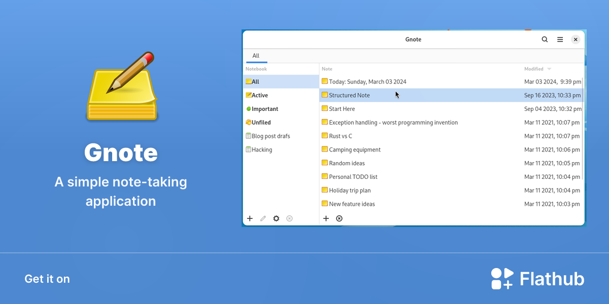 Install Gnote on Linux | Flathub