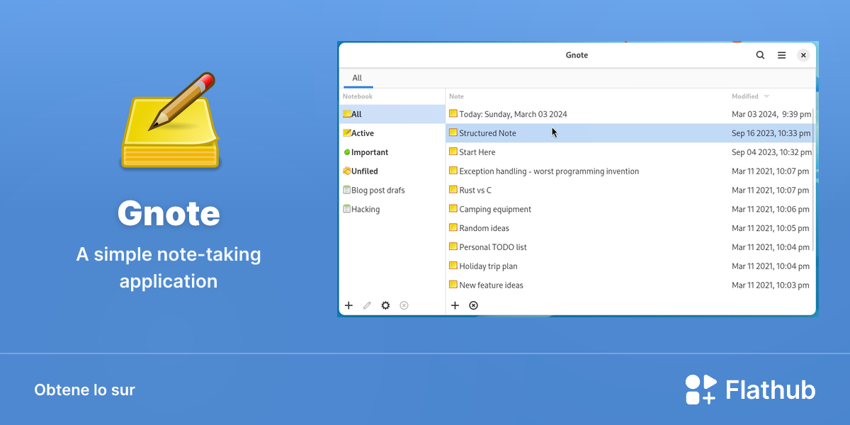 Installar Gnote sur Linux | Flathub