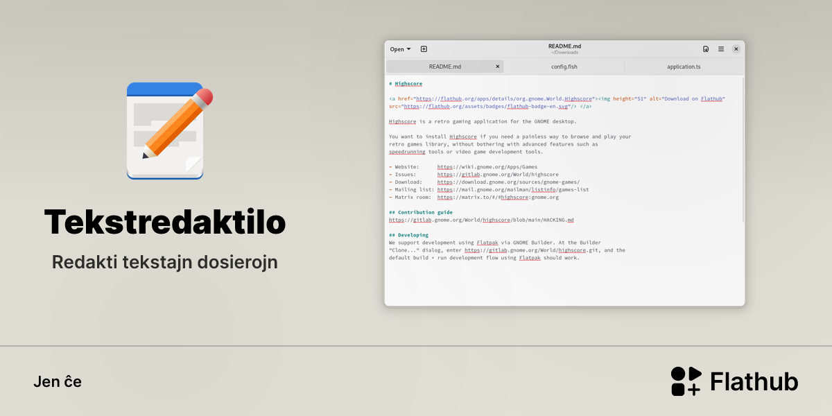 Instali Tekstredaktilo sur Linux | Flathub