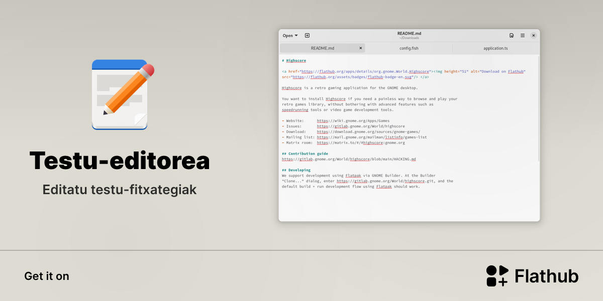 Install Testu-editorea on Linux | Flathub
