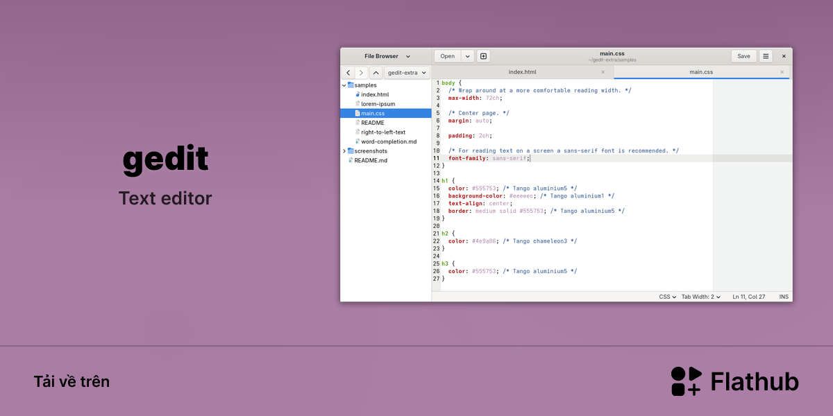 Cài đặt gedit trên Linux | Flathub
