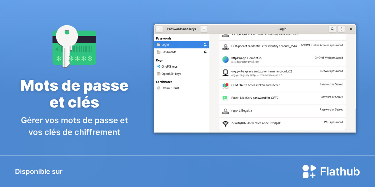 Installer Mots de passe et clés sur Linux | Flathub