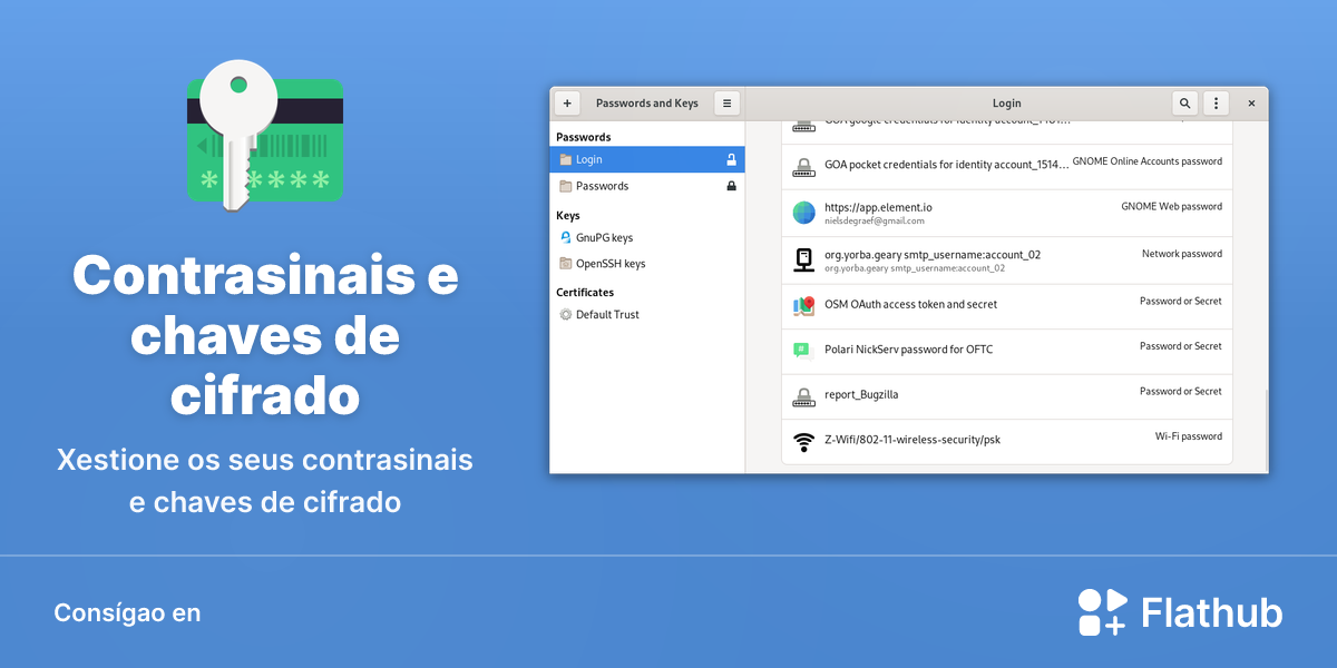Instalar Contrasinais e chaves de cifrado en Linux | Flathub