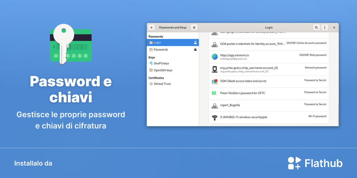 Installa Password e chiavi su Linux | Flathub