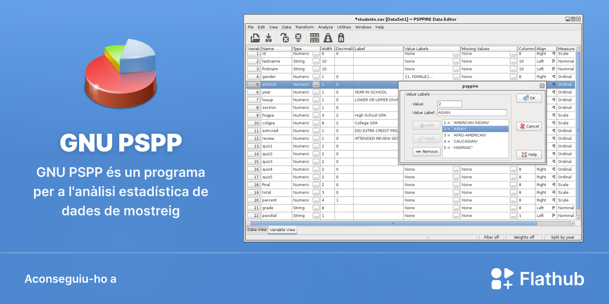 Instal·leu GNU PSPP a Linux | Flathub