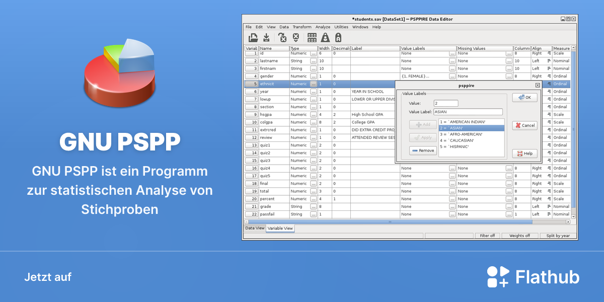 GNU PSPP auf Linux installieren | Flathub
