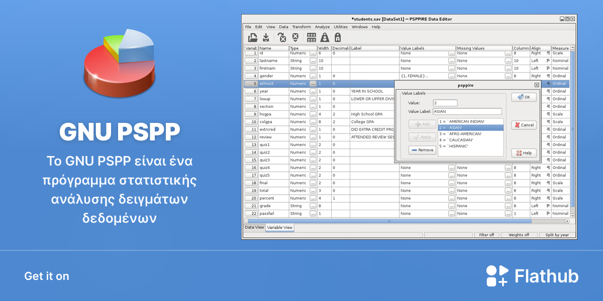 Install GNU PSPP on Linux | Flathub