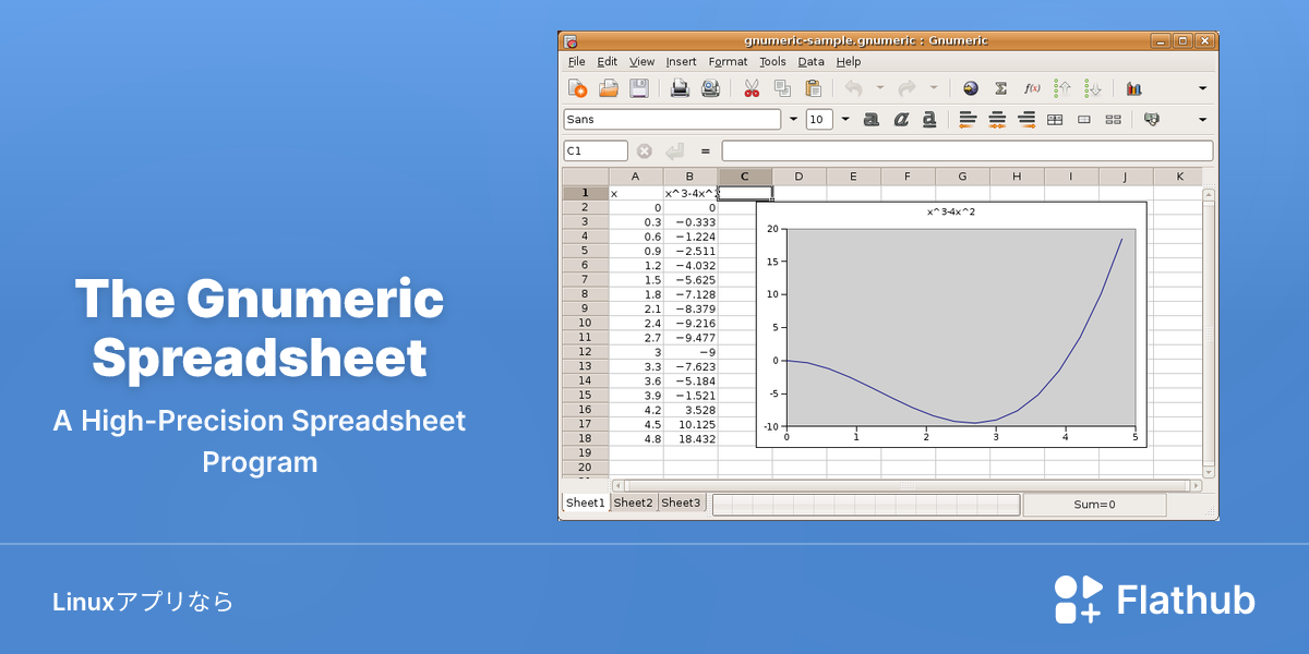 The Gnumeric SpreadsheetをLinuxにインストール | Flathub
