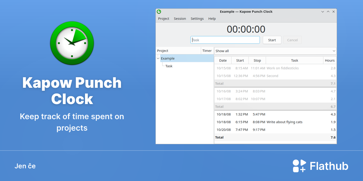 Instali Kapow Punch Clock sur Linux | Flathub